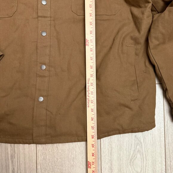 Work N Sport Men's Shirt Jacket Sz 2X Brown Canvas Flannel Lined Hooded - Picture 6 of 8